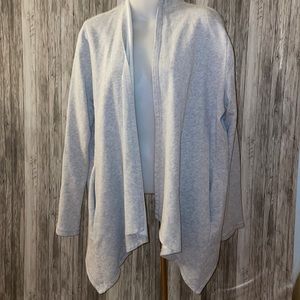 EILEEN FISHER Sweatshirt Open Waterfall Front Cardigan Organic Cotton Gray Sz M